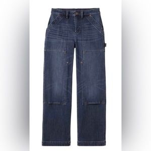 Double-Front Denim Straight Leg Workwear Pants